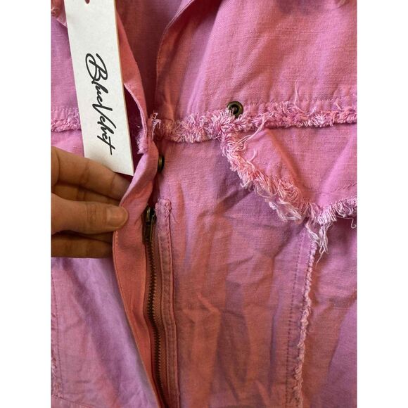 Blue Velvet | NWT Utility Style Pink Zip front Romper | Large - Picture 3 of 4